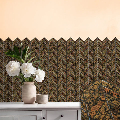 Burnt Orange 3D Chevron Peel and Stick Backsplash Tile | Self-Adhesive
