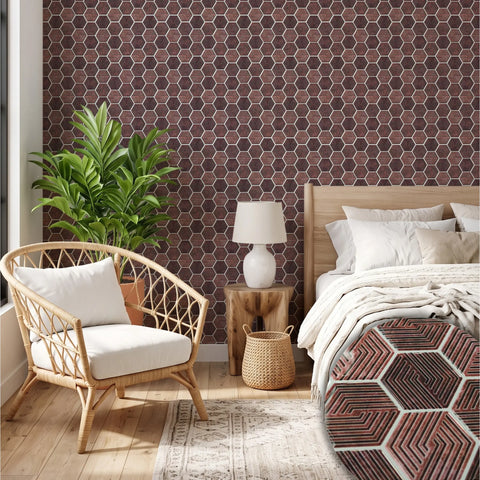 Dusty Rose 3D Spiral Honeycomb Peel and Stick Backsplash Tile | Self-Adhesive