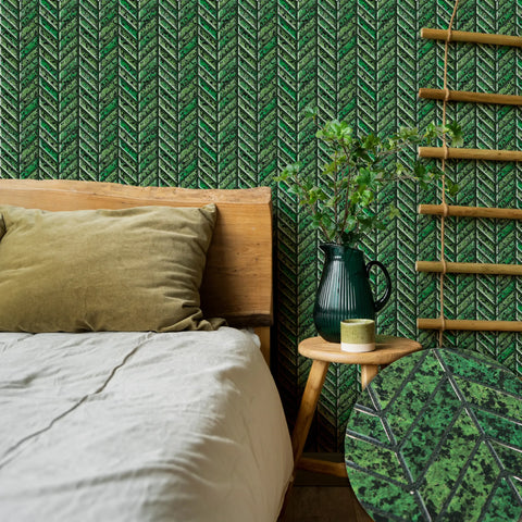 Moss Green 3D Chevron Peel and Stick Backsplash Tile | Self-Adhesive