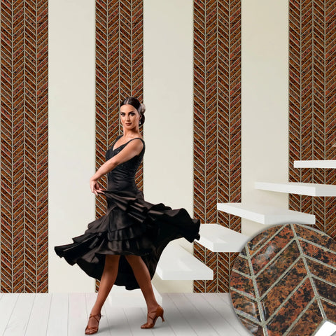 Rust Red 3D Chevron Peel and Stick Backsplash Tile | Self-Adhesive