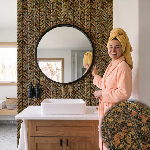 Burnt Orange 3D Chevron Peel and Stick Backsplash Tile | Self-Adhesive