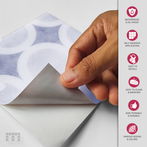 Mediterranean Peel and Stick Floor Tiles - Self Adhesive PU Tile Stickers