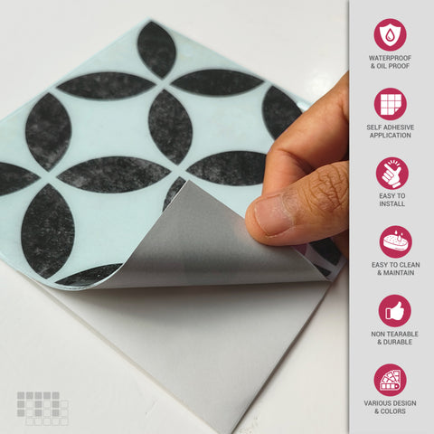 Geometric Peel and Stick Floor Tiles - Self Adhesive PU Tile Stickers