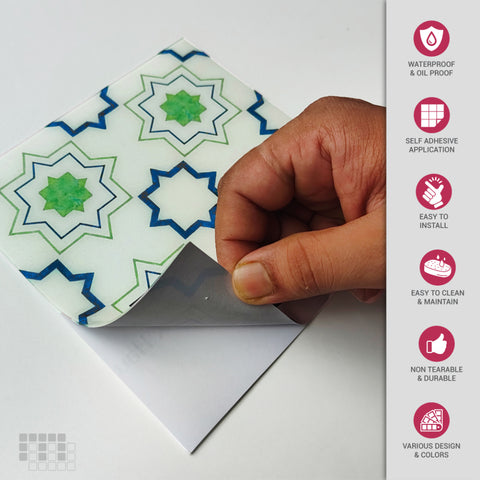 Moroccan Peel and Stick Floor Tiles - Self Adhesive PU Tile Stickers