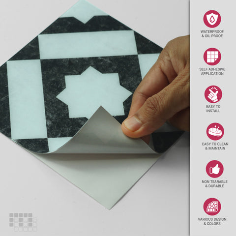 European Peel and Stick Floor Tiles - Self Adhesive PU Tile Stickers