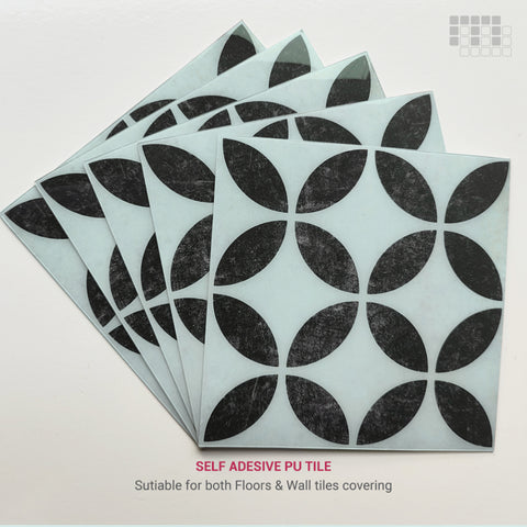 Geometric Peel and Stick Floor Tiles - Self Adhesive PU Tile Stickers