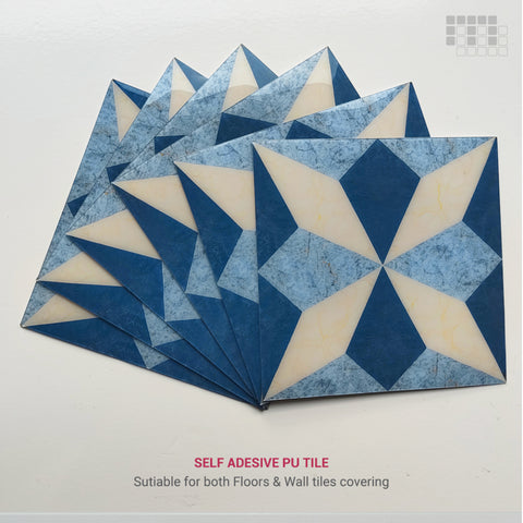Geometric Peel and Stick Floor Tiles - Self Adhesive PU Tile Stickers