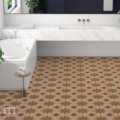 Geometric Peel and Stick Floor Tiles - Self Adhesive PU Tile Stickers