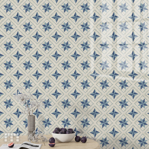 Geometric Peel and Stick Floor Tiles - Self Adhesive PU Tile Stickers