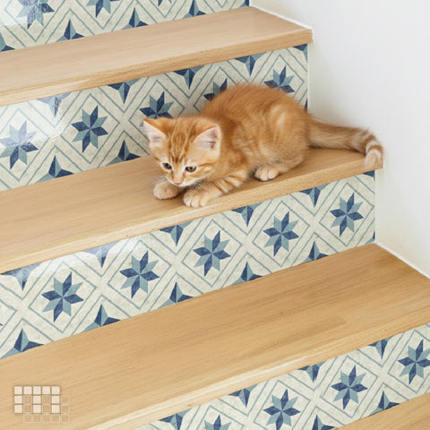 Geometric Peel and Stick Floor Tiles - Self Adhesive PU Tile Stickers