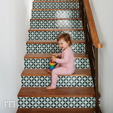 Geometric Peel and Stick Floor Tiles - Self Adhesive PU Tile Stickers