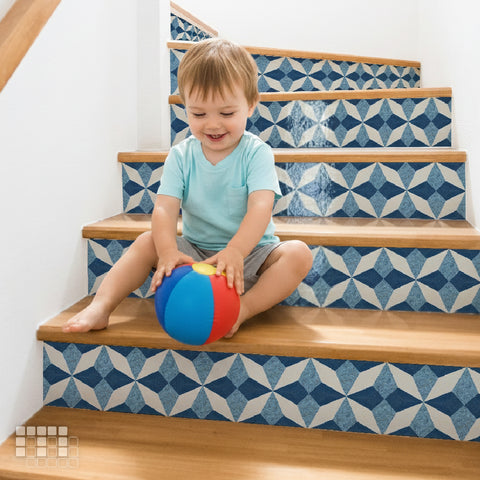 Geometric Peel and Stick Floor Tiles - Self Adhesive PU Tile Stickers