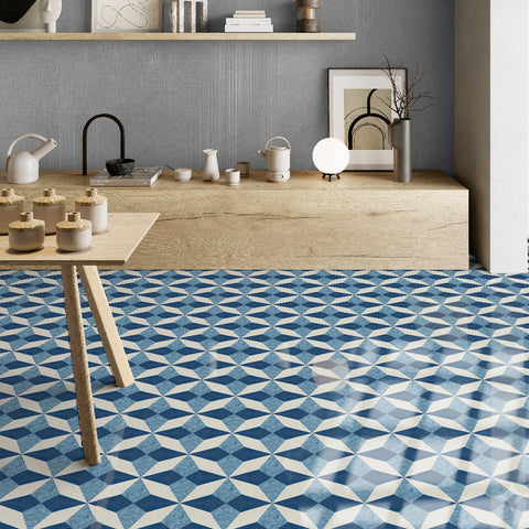 Geometric Peel and Stick Floor Tiles - Self Adhesive PU Tile Stickers