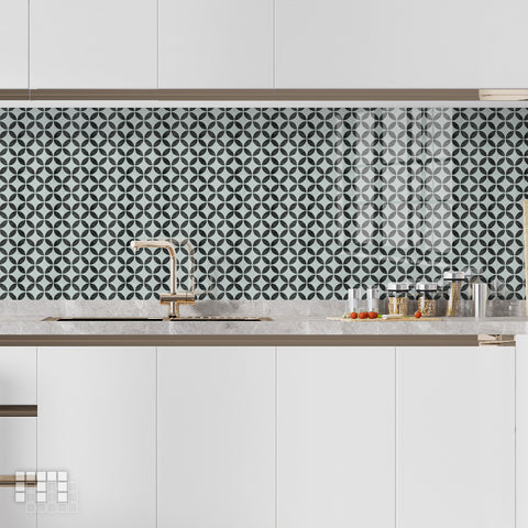 Geometric Peel and Stick Floor Tiles - Self Adhesive PU Tile Stickers