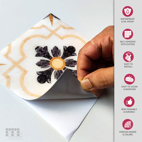 Classic Peel and Stick Floor Tiles - Self Adhesive PU Tile Stickers