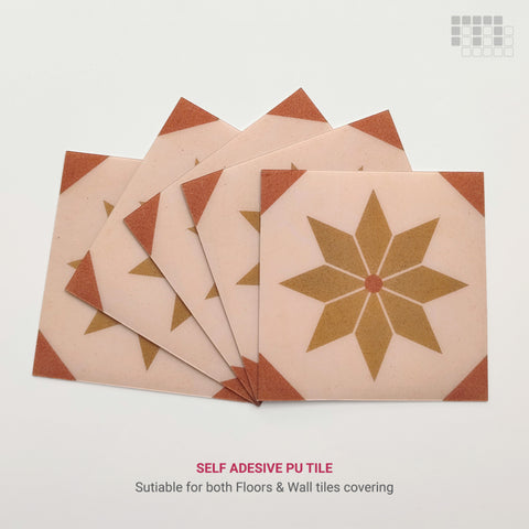 Geometric Peel and Stick Floor Tiles - Self Adhesive PU Tile Stickers