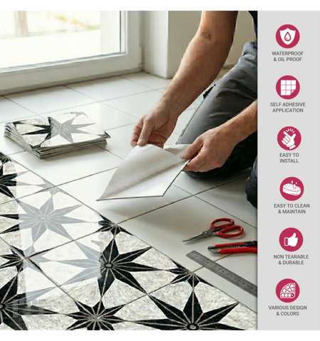 Anti-Slip Peel and Stick Floor Tile | Abrasion-Proof PU