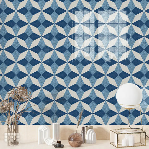 Geometric Peel and Stick Floor Tiles - Self Adhesive PU Tile Stickers