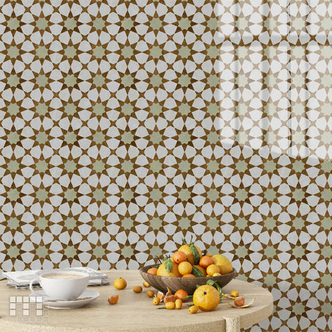 Moroccan Peel and Stick Floor Tiles | Anti-Slip PU Tile Stickers