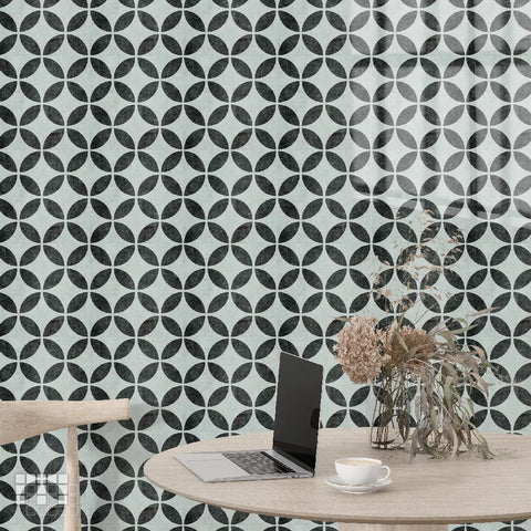 Geometric Peel and Stick Floor Tiles - Self Adhesive PU Tile Stickers
