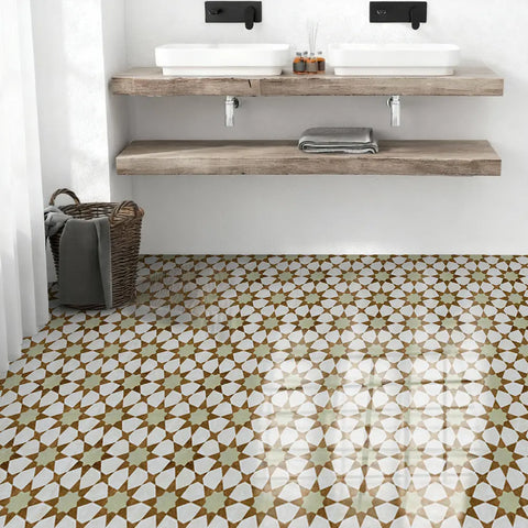 Moroccan Peel and Stick Floor Tiles | Anti-Slip PU Tile Stickers