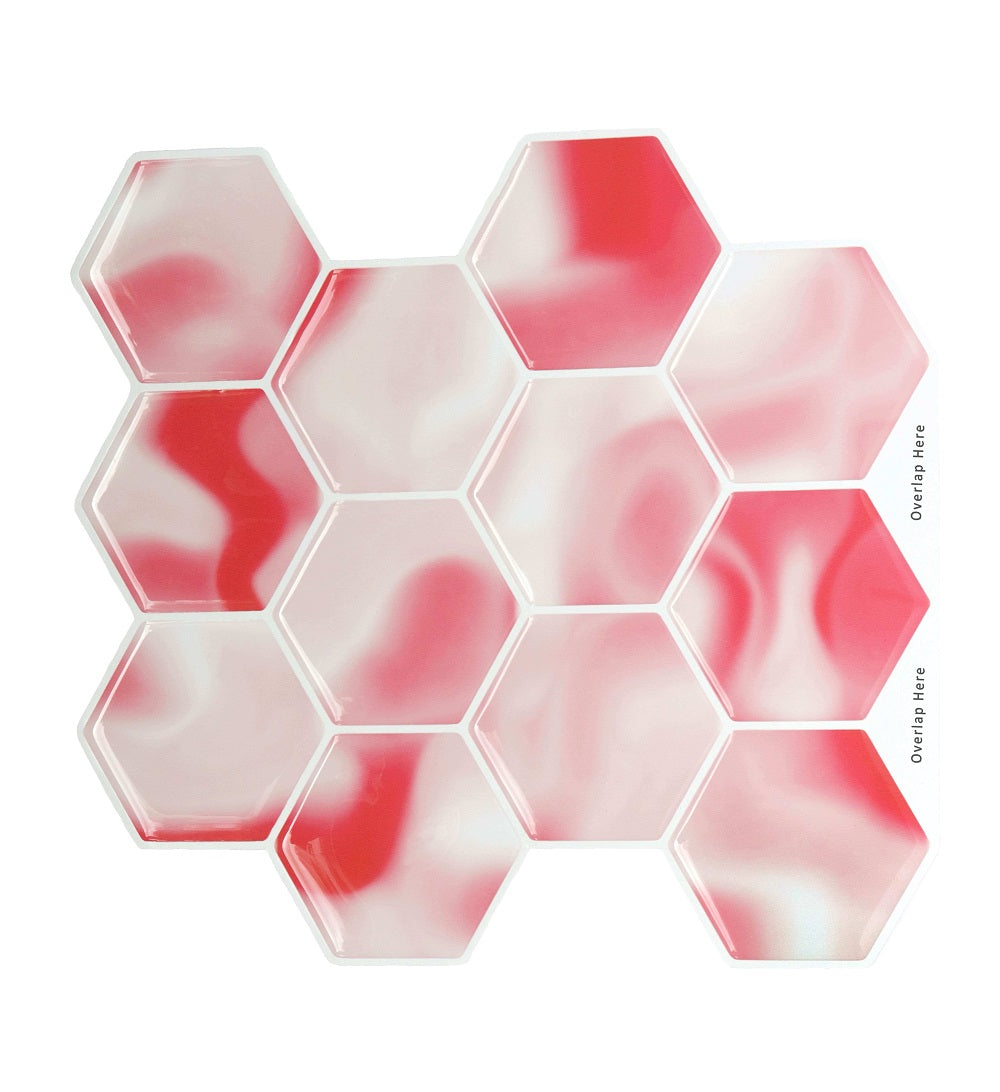 Red Hexagon Peel and Stick Wall Tile | Kitchen Backsplash Tiles