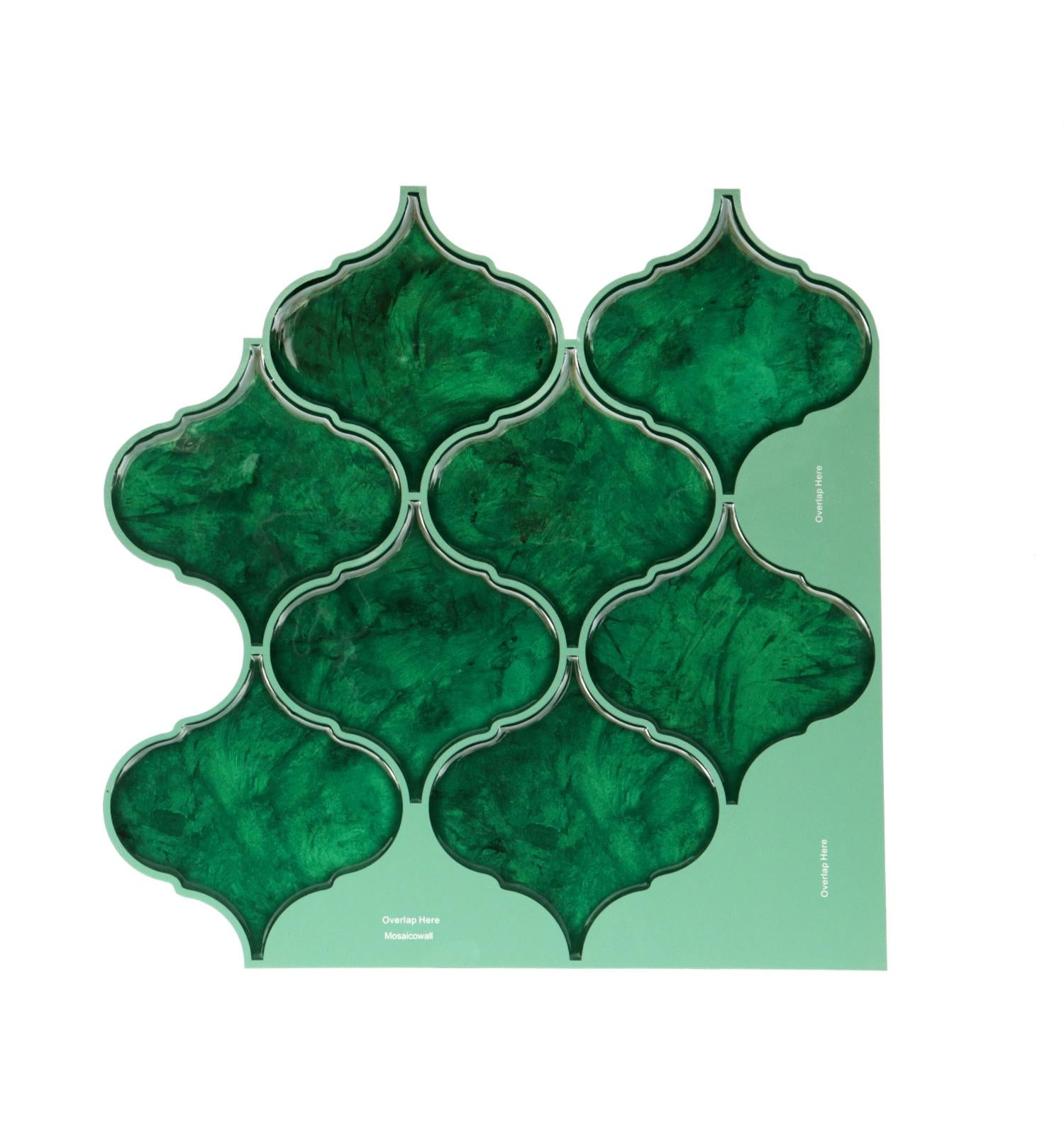 Mosaicowall Green Moroccan Peel and Stick Wall Tile | Kitchen Backsplash Tiles
