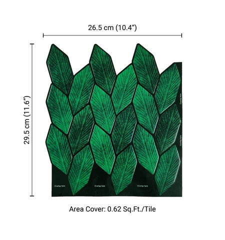 Leafy Emerald Green Peel And Stick Wall Tile | Kitchen Backsplash Tiles