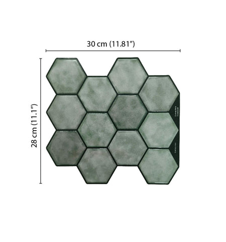Green Peel And Stick Wall Tile | Hexagon Kitchen Backsplash Tiles | Self Adhesive Tiles For Home Décor