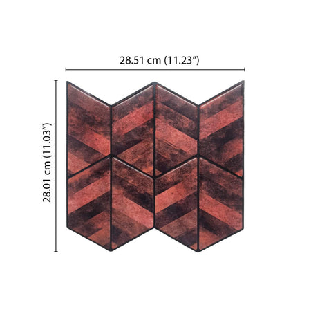 Red Wine peel and Stick Wall Tile | Hexagon Kitchen Backsplash Tiles | self Adhesive Tiles for Home Décor