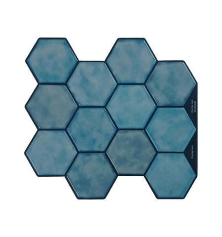 Blue Peel And Stick Wall Tile | Hexagon Kitchen Backsplash Tiles | Self Adhesive Tiles For Home Décor