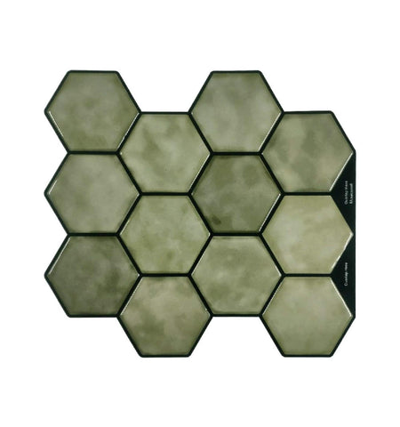 Olive Green Peel And Stick Wall Tile | Hexagon Kitchen Backsplash Tiles | Self Adhesive Tiles For Home Décor