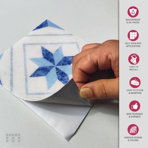 Geometric Peel and Stick Floor Tiles - Self Adhesive PU Tile Stickers