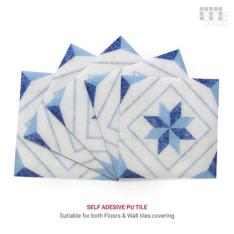 Geometric Peel and Stick Floor Tiles - Self Adhesive PU Tile Stickers