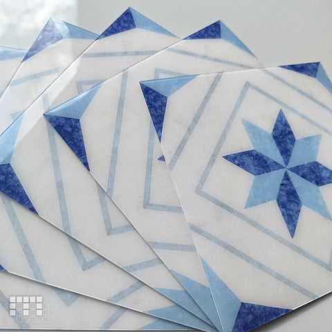 Geometric Peel and Stick Floor Tiles - Self Adhesive PU Tile Stickers