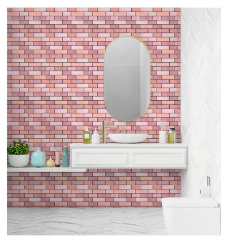 Subway Pink Pastel Subway Textured Peel and Stick Wall Tile, Kitchen Backsplash Tile