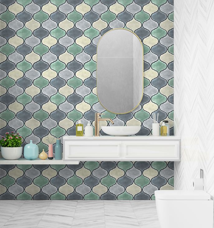 Mosaicowall Muted Moroccan Peel and Stick Wall Tile | Kitchen Backsplash Tiles