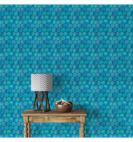 Blue Hexagon Peel and Stick Wall Tile | Kitchen Backsplash Tiles