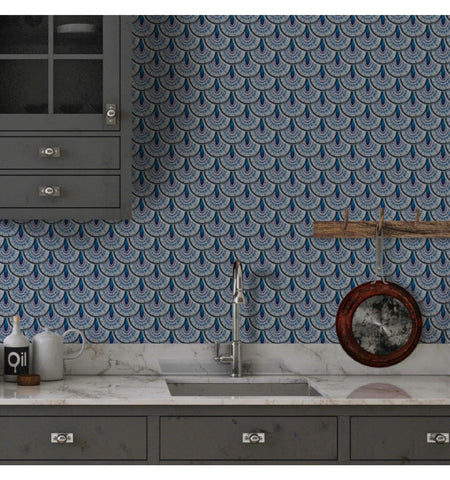 Ancient Blue Peel and Stick Backsplash Tile | Kitchen Backsplash Tiles | self Adhesive Stick on Tiles for Home Décor