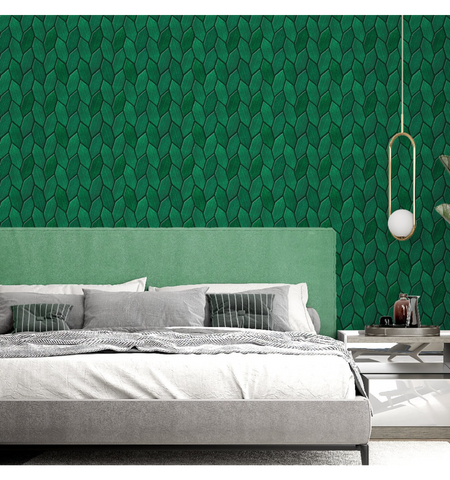 Emerald Green 3D Leaf Peel and Stick Backsplash Tile: Waterproof Home Decor