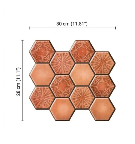 Orange Hexagon peel and Stick Wall Tile