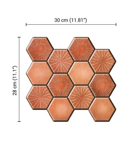 Orange Hexagon peel and Stick Wall Tile