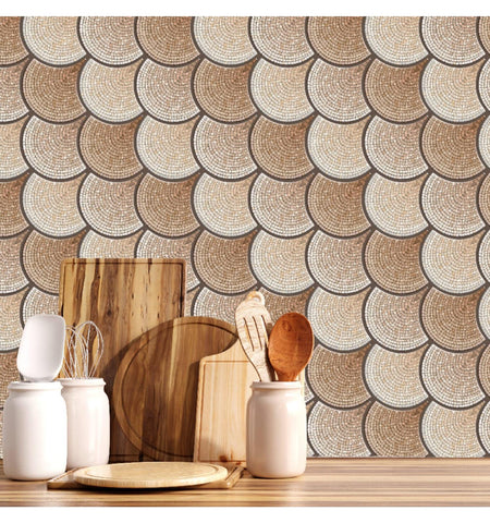 Beige Fauxsaic Peel and Stick Wall Tile | Kitchen Backsplash Tiles | Self Adhesive Tiles For Home Decor