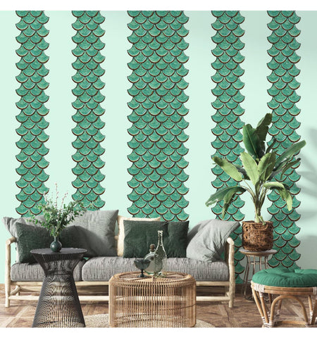 Sea Green Shell Peel And Stick Wall Tile | Kitchen Backsplash Tiles | Self Adhesive Tiles For Home Décor