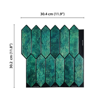 Emerald Green Long Hexagon Peel and Stick Wall Tile | Kitchen Backsplash Tiles | Self Adhesive Tiles