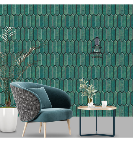 Emerald Green Long Hexagon Peel and Stick Wall Tile | Kitchen Backsplash Tiles | Self Adhesive Tiles