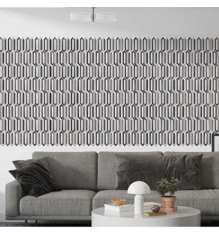 Long Hexagon Fluted Peel and Stick Wall Tile