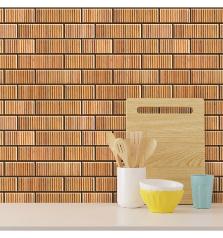Terracotta Fluted Peel and Stick Backsplash Tiles: Self Adhesive 3D Wall Decor style