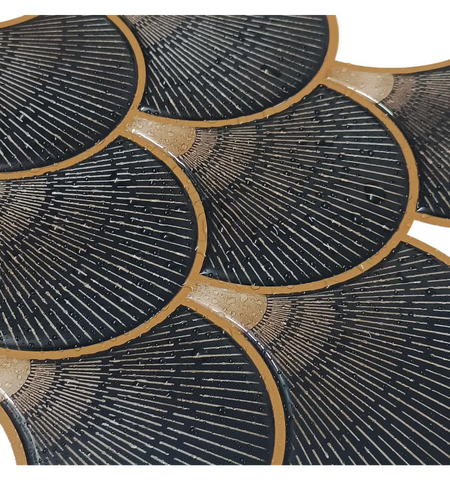Black Fishscale Peel and Stick Wall Tile | Kitchen Backsplash Tiles | Self Adhesive Tiles