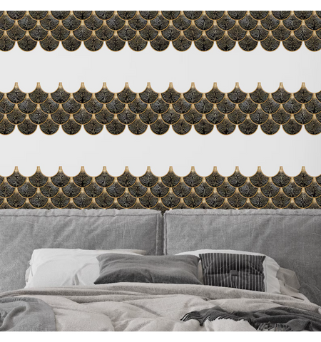 Black Fishscale Peel and Stick Wall Tile | Kitchen Backsplash Tiles | Self Adhesive Tiles
